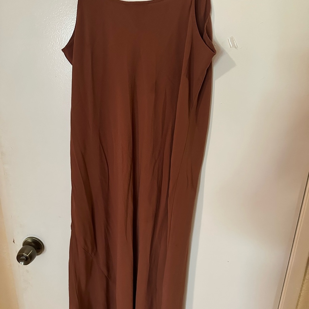 Eileen Fisher Sleeveless Midi Dress in Warm Rust - Picture 3 of 4